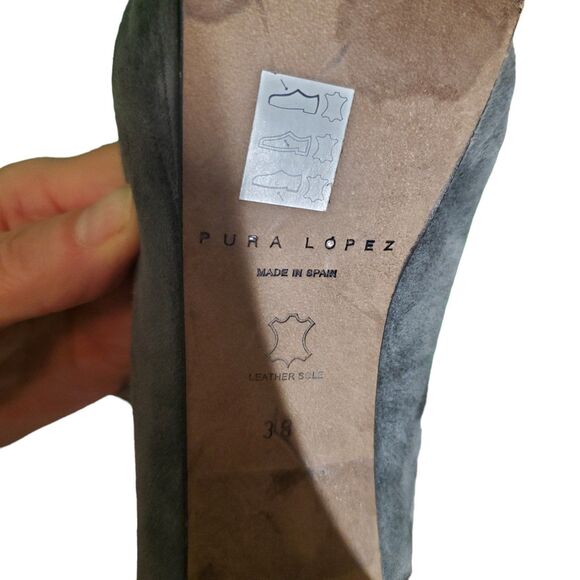 Pura Lopez Strappy Suede Leather Heels Pumps Platform Stiletto Heels Gray Sz 38 - Picture 7 of 7